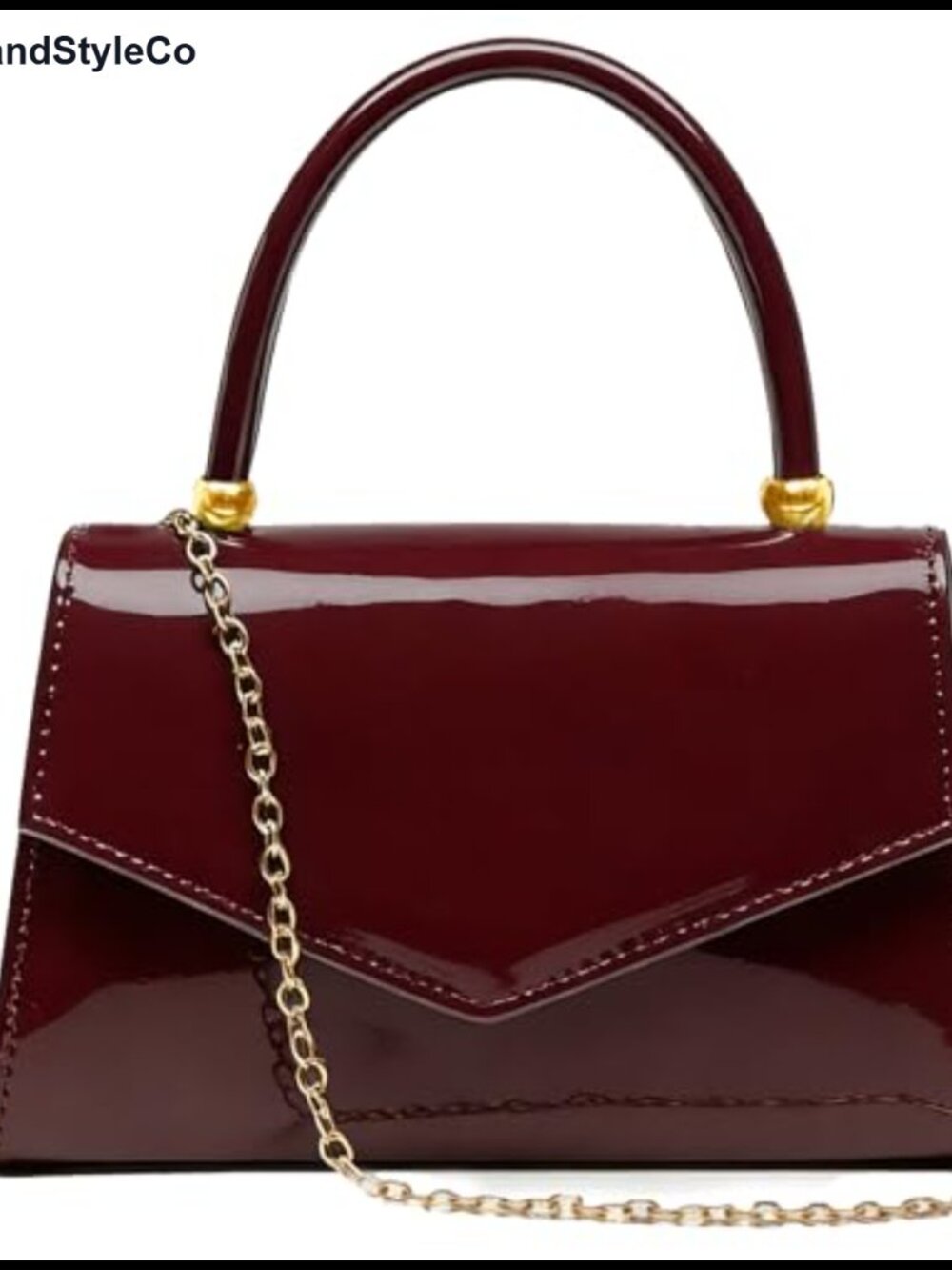 Faux Patent Leather Clutch Purse with Removable Chain Strap for Wedding Prom